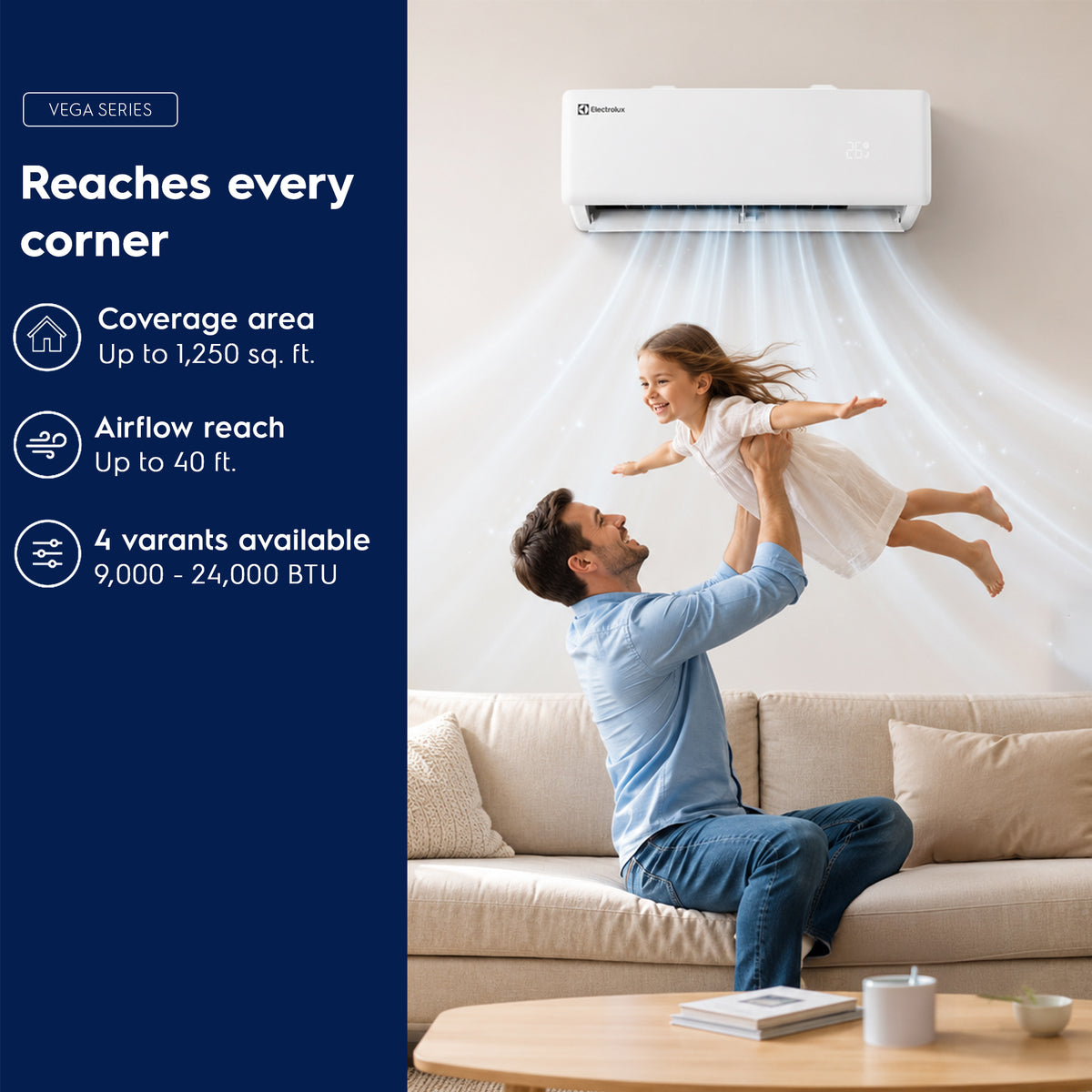 Vega 9,000 BTU mini split | 20.5 SEER2 | Wi-Fi | Up to 450 sq ft